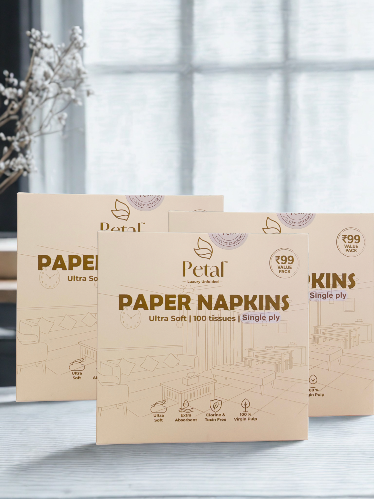 Petal Premium Home Tissue Trio
