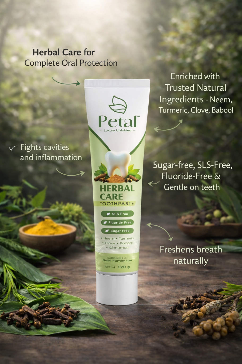 Petal Dental Super Saver Combo (3 Herbal Toothpaste + 3 Calcium Toothpaste)