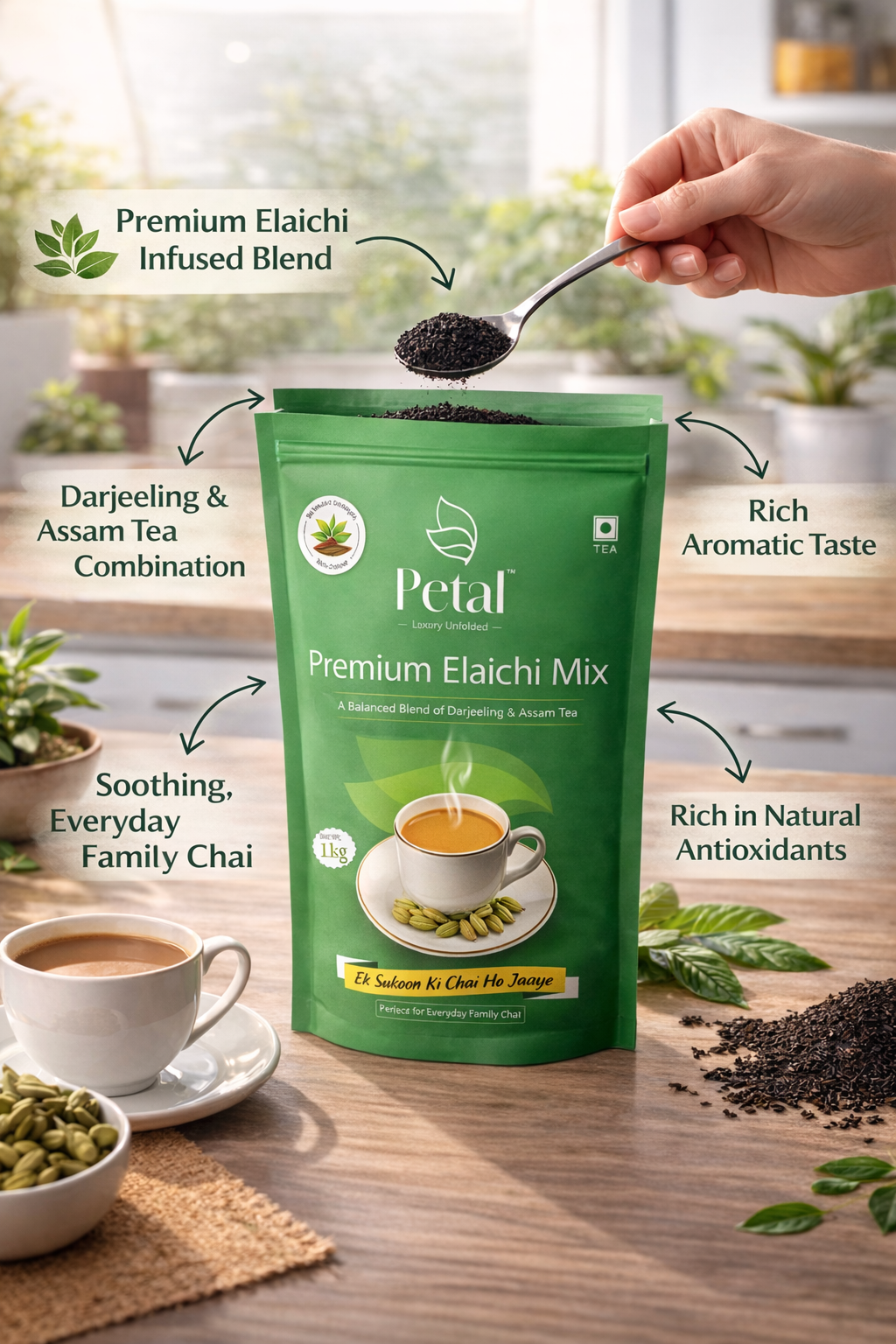 Petal Value Combo (500g Classic family mix + 250g Premium Elaichi mix Tea | Toilet Rolls)