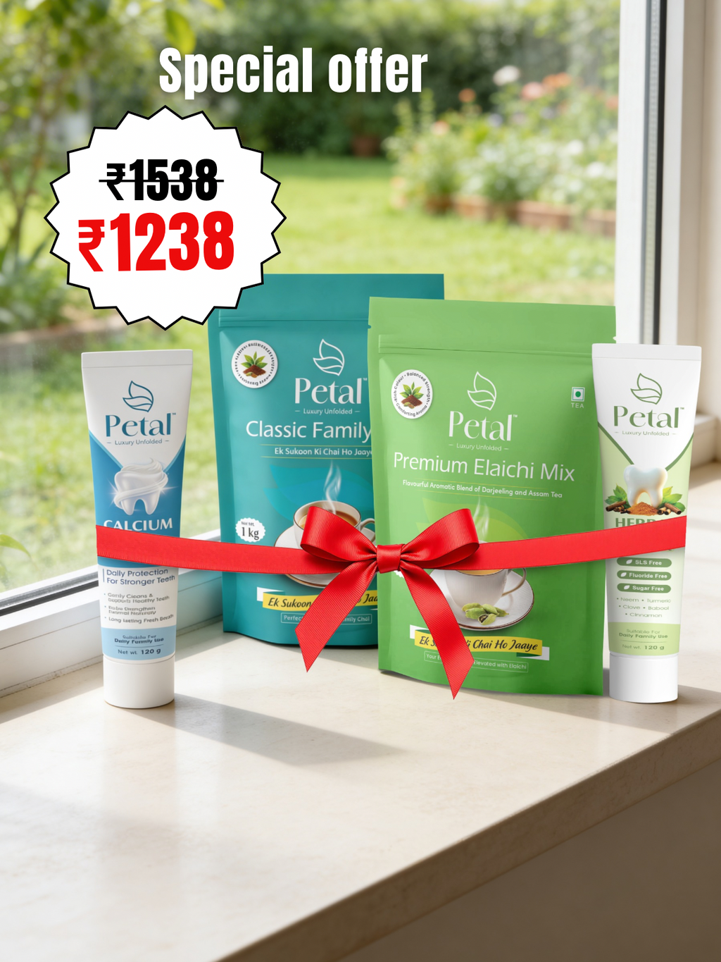 Petal super saver Combo (1Kg Classic tea+ 1kg Elaichi Tea | Oral Care Duo)