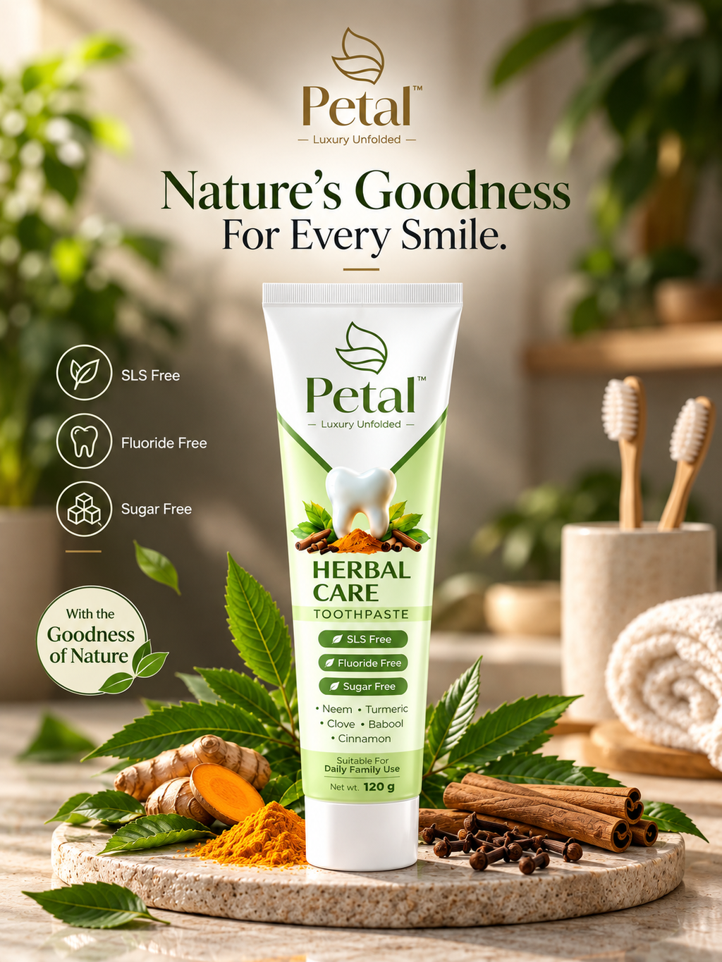 Petal Dental Combo (1 Herbal Toothpaste + 1 Calcium Toothpaste)