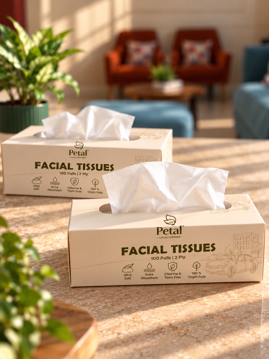 Petal Premium Facial Tissues - Twin Pack
